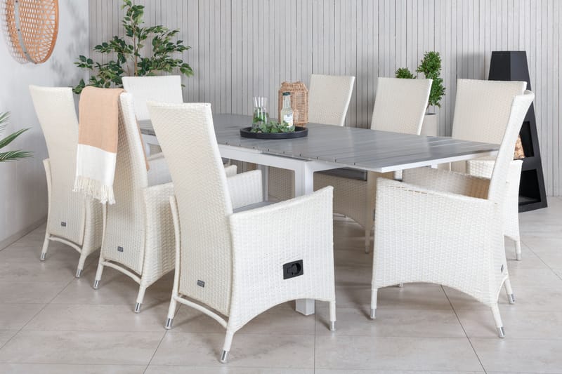 Levels Forlengbar Spisegruppe 160-240cm + 8 Padova Stoler - Grå - Hagemøbler - Hagegruppe - Spisegrupper hage