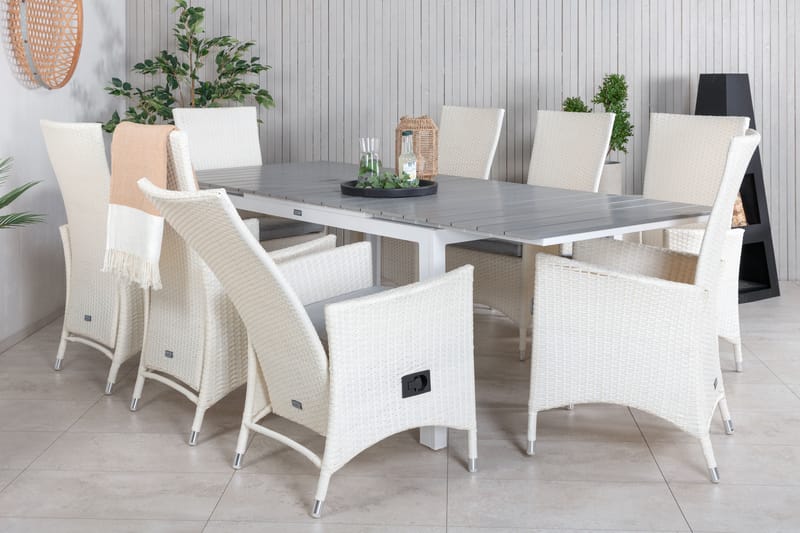 Levels Forlengbar Spisegruppe 160-240cm + 8 Padova Stoler - Grå - Hagemøbler - Hagegruppe - Spisegrupper hage
