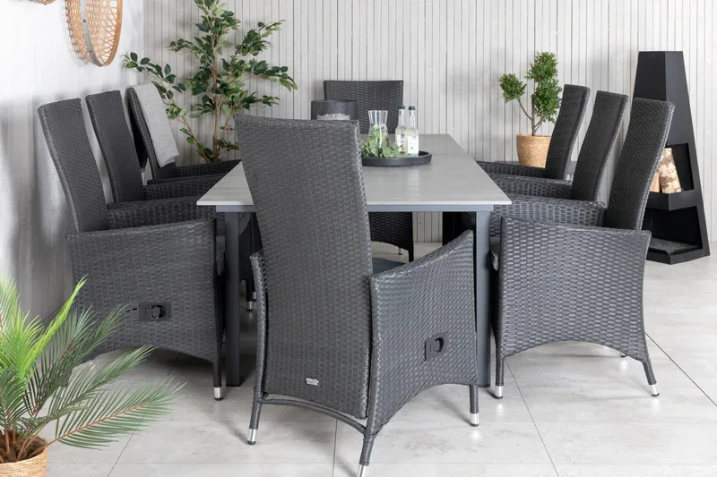 Levels Forlengbar Spisegruppe 160-240cm + 8 Padova Stoler - Natur - Hagemøbler - Hagegruppe - Spisegrupper hage