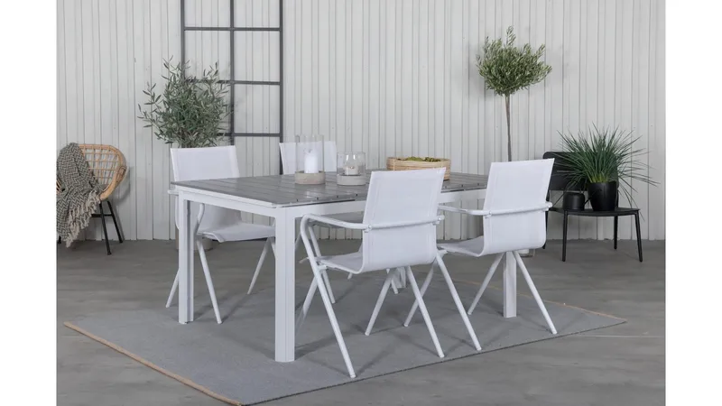 Levels Forlengbar Spisegruppe 160-240cm+4 Alina Spisestoler, Hvit