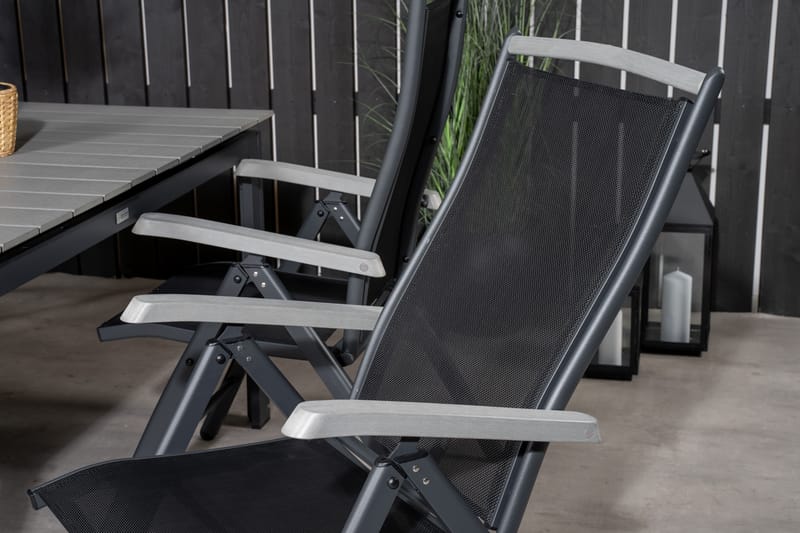 Levels Forlengbar Spisegruppe 160cm + 4 Albany Stoler - Svart/Grå - Hagemøbler - Hagegruppe - Spisegrupper hage