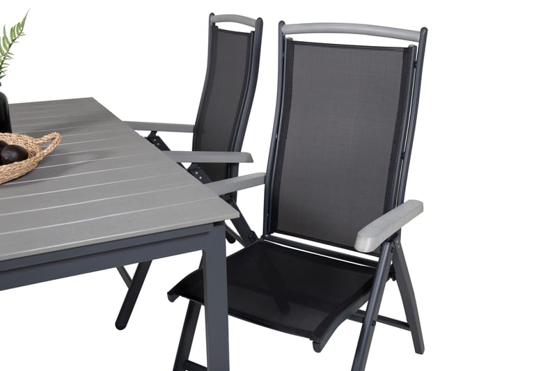 Levels Forlengbar Spisegruppe 160cm + 4 Albany Stoler - Svart/Grå - Hagemøbler - Hagegruppe - Spisegrupper hage