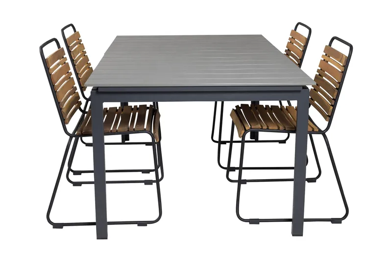 Levels Forlengbar Spisegruppe 160cm + 4 Bois Stoler, Natur/Svart