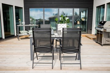 Levels Forlengbar Spisegruppe 160cm + 4 Break Stoler - Svart/Grå - Hagemøbler - Hagegruppe - Spisegrupper hage