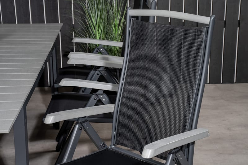 Levels Forlengbar Spisegruppe 160cm + 6 Albany Stoler - Svart/Grå - Hagemøbler - Hagegruppe - Spisegrupper hage