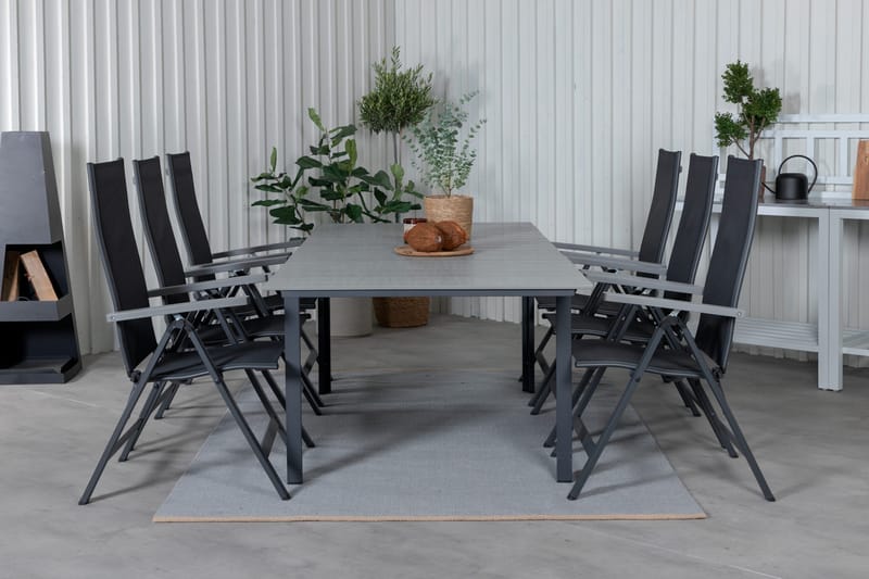 Levels Forlengbar Spisegruppe 160cm + 6 Albany Stoler, Svart/Grå