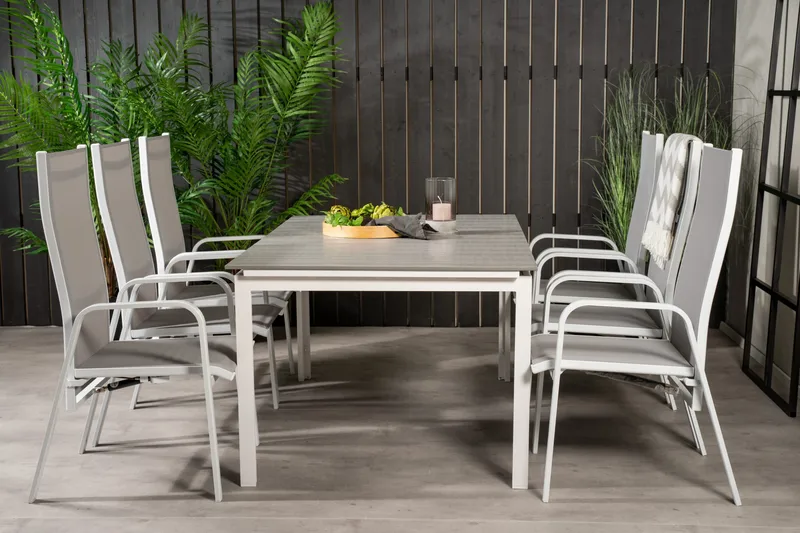 Levels Forlengbar Spisegruppe 160cm + 6 Copacabana Stoler, Hvit