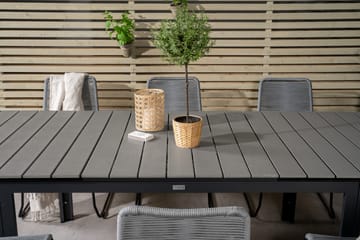 Levels Forlengbar Spisegruppe 160cm + 6 Lindos Stoler - Svart/Grå - Hagemøbler - Hagegruppe - Spisegrupper hage