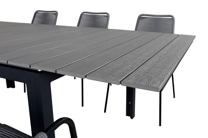 Levels Forlengbar Spisegruppe 160cm + 6 Lindos Stoler - Svart/Natur - Hagem øbler - Hagegruppe - Spisegrupper hage