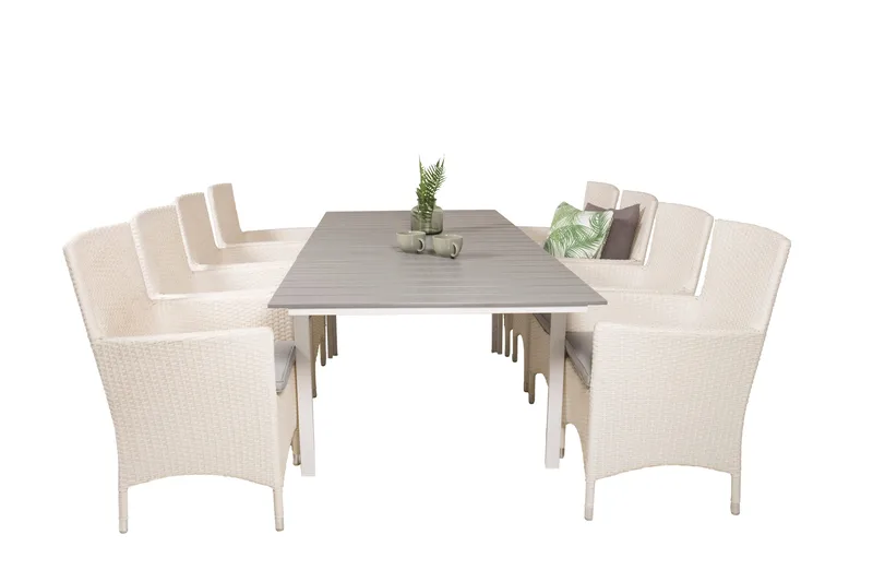 Levels Forlengbar Spisegruppe 160cm + 8 Malin Stoler - Antrasitt - Hagemøbler - Hagegruppe - Spisegrupper hage