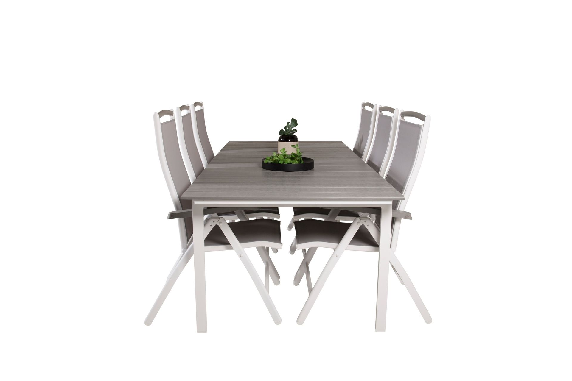 Levels Forlengbar Spisegruppe 224cm + 6 Albany Stoler - Grå/Hvit - Hagemøbler - Hagegruppe - Spisegrupper hage