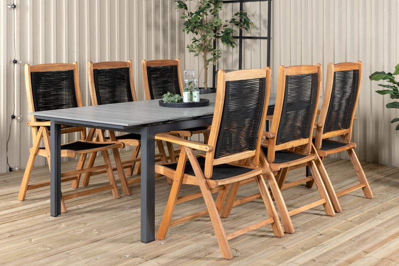 Levels Forlengbar Spisegruppe 224cm + 6 Peter Spisestoler Be - Venture Home - Hagemøbler - Hagegruppe - Spisegrupper hage