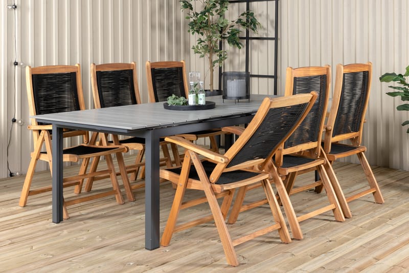 Levels Forlengbar Spisegruppe 224cm + 6 Peter Spisestoler Be - Venture Home - Hagemøbler - Hagegruppe - Spisegrupper hage