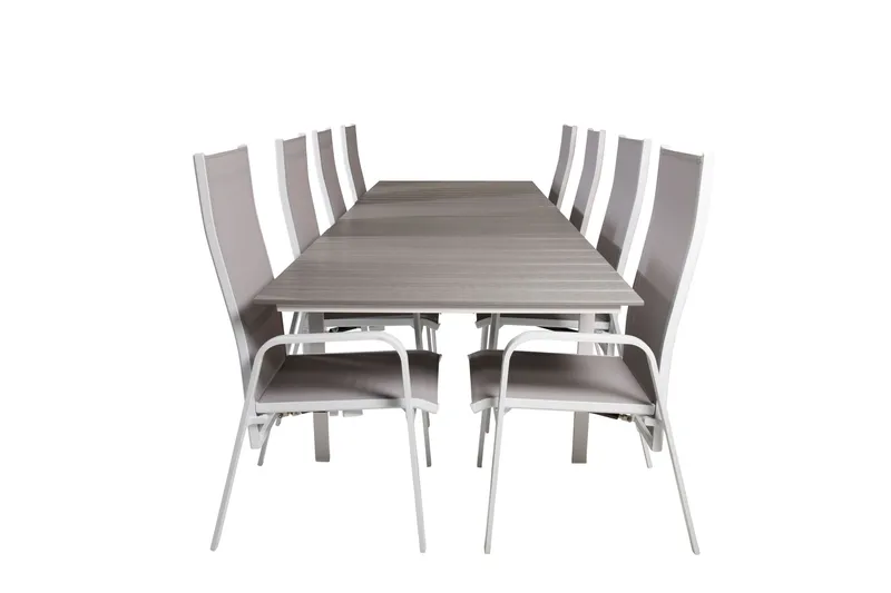 Levels Forlengbar Spisegruppe 224cm + 8 Copacabana Stoler, Hvit