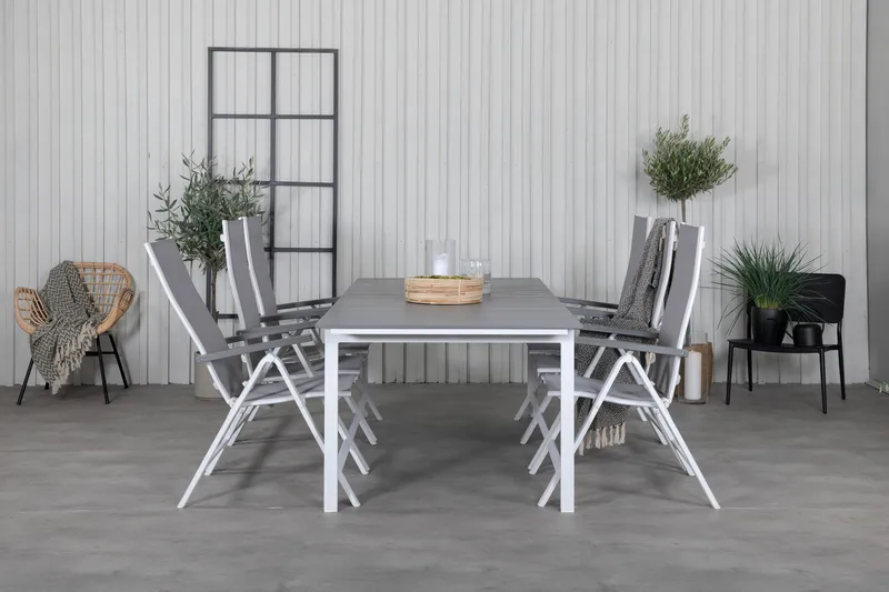 Levels Forlengbar Spisegruppe 229cm + 6 Albany Stoler - Brun/Hvit - Hagemøbler - Hagegruppe - Spisegrupper hage