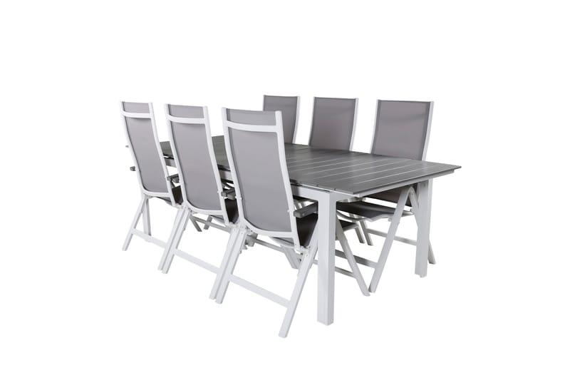 Levels Forlengbar Spisegruppe 229cm + 6 Albany Stoler, Brun/Hvit