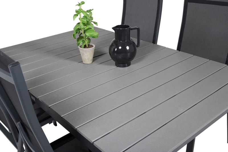 Levels Spisegruppe + 4 Copacabana Karmstoler - Grå/Svart - Hagemøbler - Hagegruppe - Spisegrupper hage