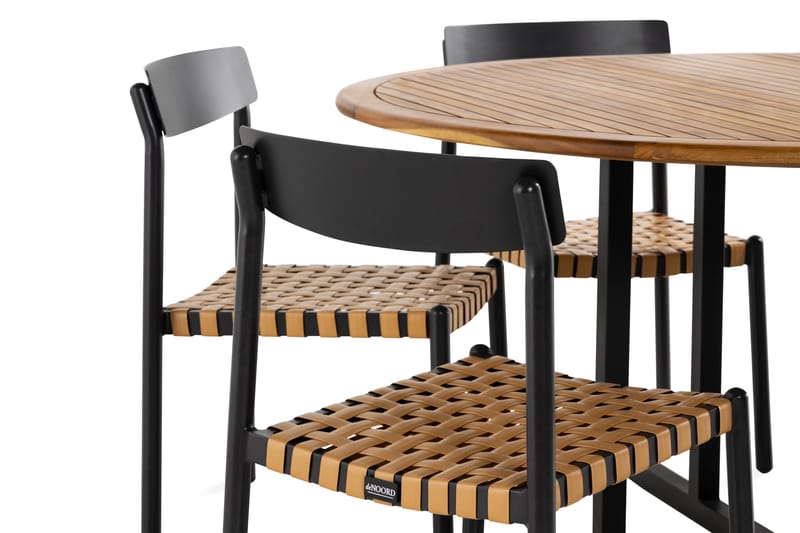 Lines Spisegruppe + 6 Buckle Spisestoler - Svart - Hagemøbler - Hagegruppe - Spisegrupper hage