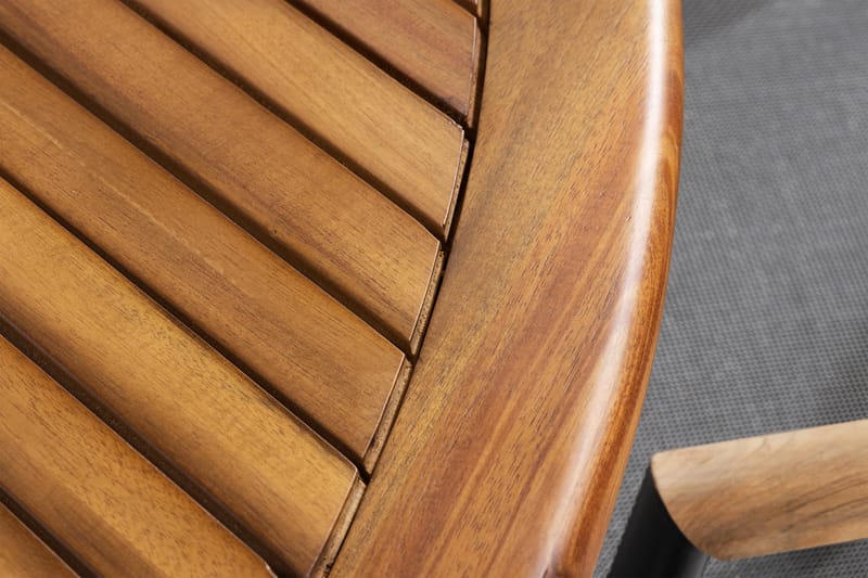 Lines Spisegruppe + 6 Las Vegas Karmstoler - Svart/Teak/ - Hagemøbler - Hagegruppe - Spisegrupper hage