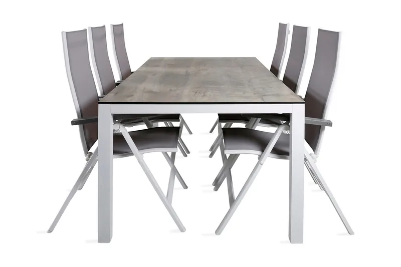 Llama Spisegruppe 205cm + 6 Albany Posisjonsstoler, Svart/Natur