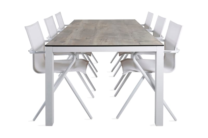 Llama Spisegruppe 205cm + 6 Alina Spisestoler, Svart/Grå