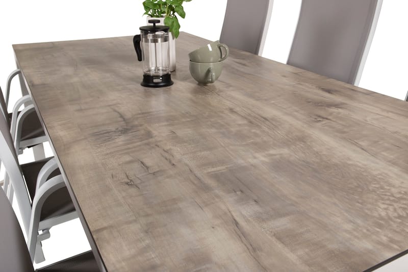 Llama Spisegruppe 205cm + 6 Copacabana Reclinerstoler - Svart/Grå - Hagemøbler - Hagegruppe - Spisegrupper hage