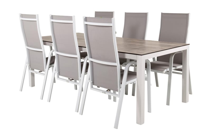 Llama Spisegruppe 205cm + 6 Copacabana Reclinerstoler - Svart/Grå - Hagemøbler - Hagegruppe - Spisegrupper hage