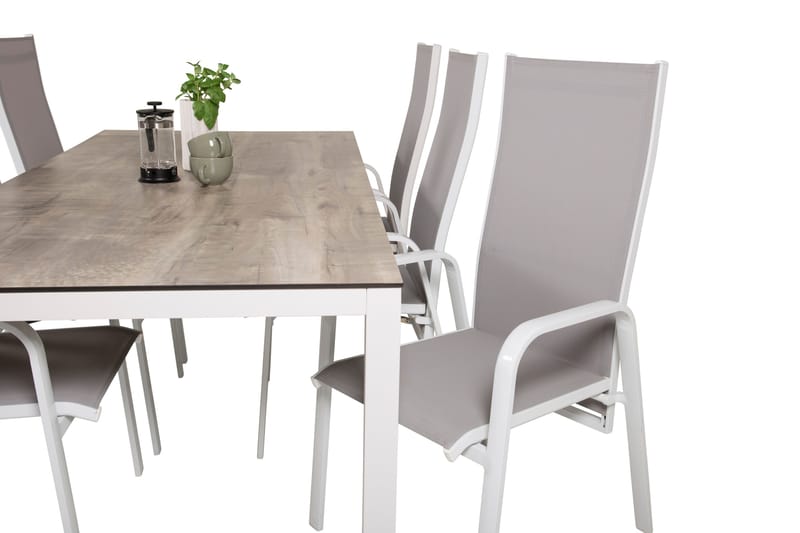 Llama Spisegruppe 205cm + 6 Copacabana Reclinerstoler - Svart/Grå - Hagemøbler - Hagegruppe - Spisegrupper hage