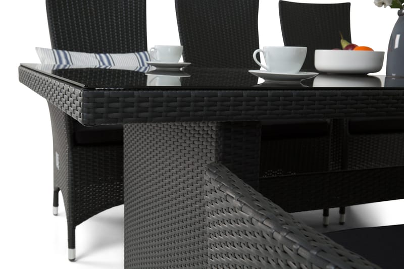 Majestic Spisegruppe 210+6 Jenny Regulerbare Stoler - Svart - Hagemøbler - Hagegruppe - Spisegrupper hage