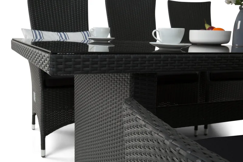 Majestic Spisegruppe 210+6 Jenny Regulerbare Stoler - Svart - Hagemøbler - Hagegruppe - Spisegrupper hage