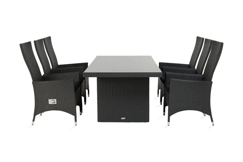 Majestic Spisegruppe 210+6 Jenny Regulerbare Stoler, Svart