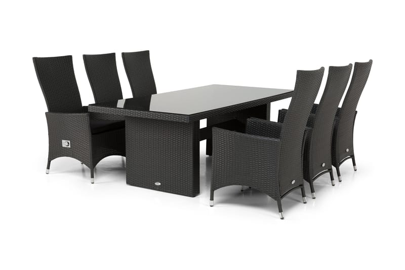 Majestic Spisegruppe 210+6 Jenny Regulerbare Stoler - Svart - Hagemøbler - Hagegruppe - Spisegrupper hage