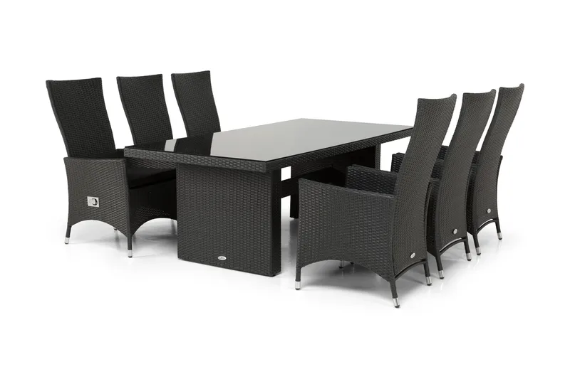 Majestic Spisegruppe 210+6 Jenny Regulerbare Stoler - Svart - Hagemøbler - Hagegruppe - Spisegrupper hage