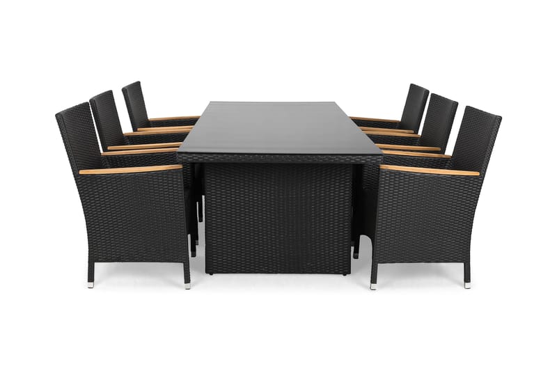 Majestic Spisegruppe 210x100 + 6 Thor Lyx Stoler m - Svart/Tea - Hagemøbler - Hagegruppe - Spisegrupper hage