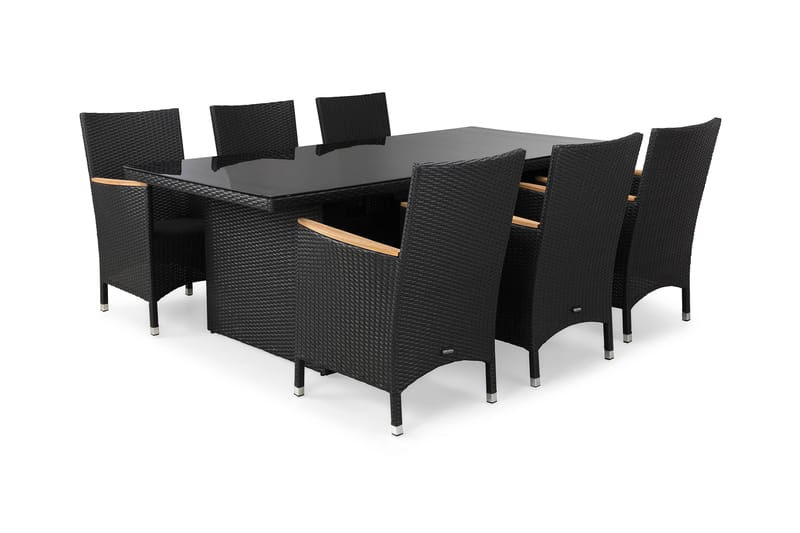 Majestic Spisegruppe 210x100 + 6 Thor Lyx Stoler m - Svart/Tea - Hagemøbler - Hagegruppe - Spisegrupper hage