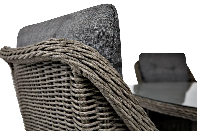 Marcus Spisegruppe 140 Rund + 4 Lenestoler m Pute - Grå - Hagemøbler - Hagegruppe - Spisegrupper hage