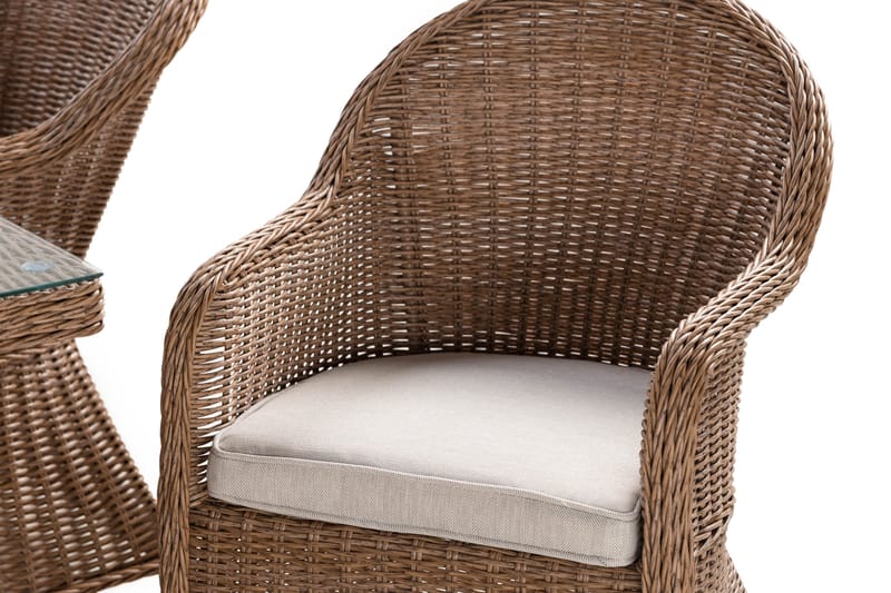 Marcus Spisegruppe 140 Rund + 4 Light Lenestoler m Pute - Natur - Hagemøbler - Hagegruppe - Spisegrupper hage