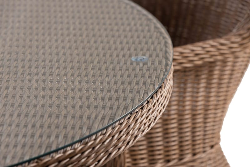 Marcus Spisegruppe 140 Rund + 4 Light Lenestoler m Pute - Natur - Hagemøbler - Hagegruppe - Spisegrupper hage