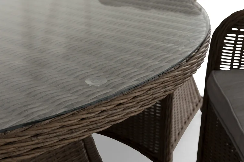 Marcus Spisegruppe 140 Rund + 6 Lenestoler m Pute - Natur - Hagemøbler - Hagegruppe - Spisegrupper hage