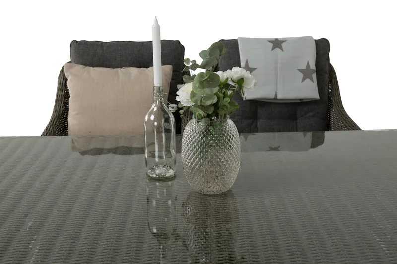 Marcus Spisegruppe 200 + 4 Lenestoler m Pute - Grå - Hagemøbler - Hagegruppe - Spisegrupper hage