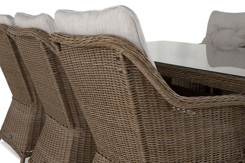 Marcus Spisegruppe 200 + 6 Lenestoler m Pute - Natur - Hagemøbler - Hagegruppe - Spisegrupper hage