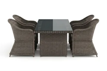 Marcus utendørs spisegruppe 160x90 cm med 4 Marcus Light utefåtöljer - Grå - Hagemøbler - Hagegruppe - Spisegrupper hage