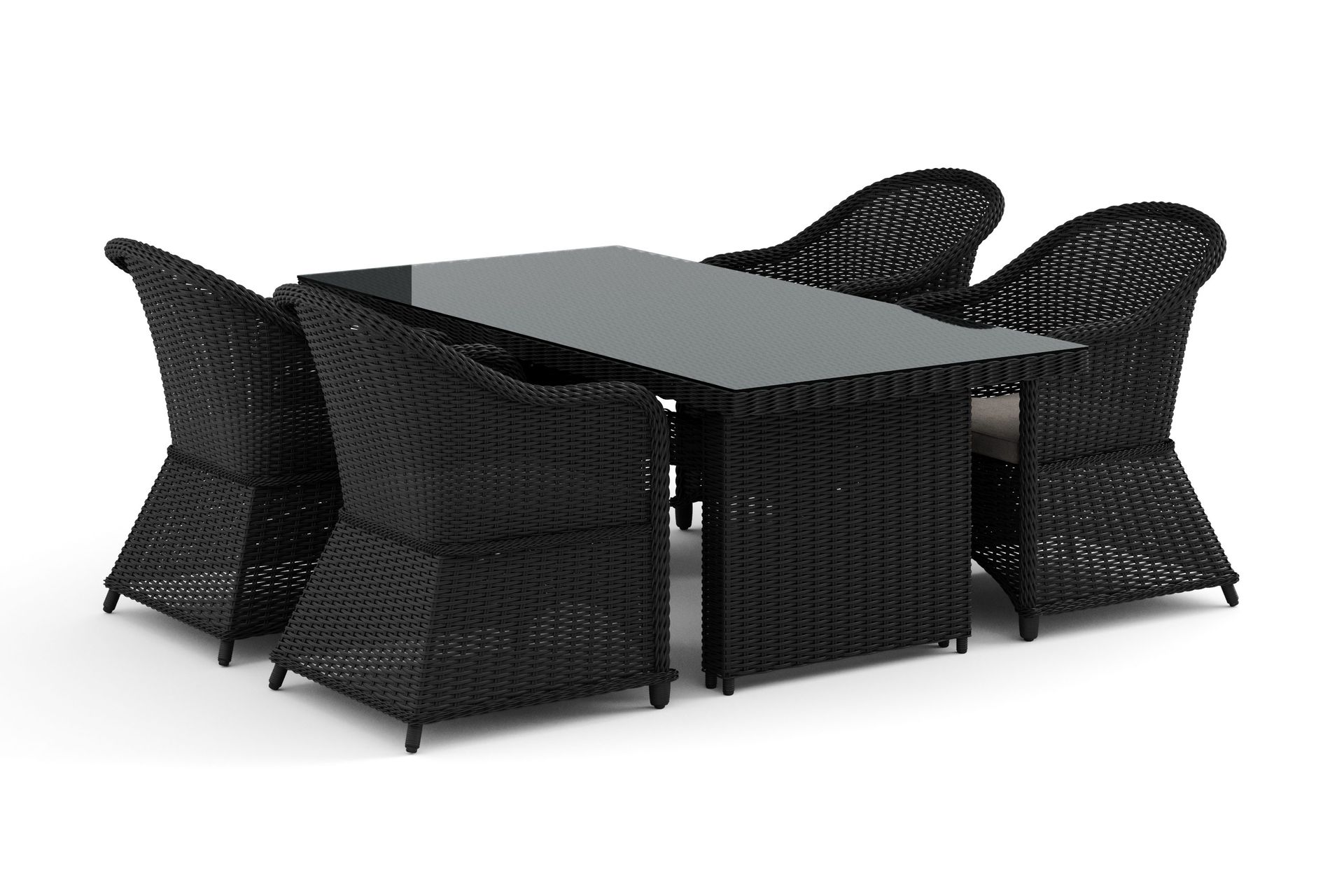 Marcus utendørs spisegruppe 160x90 cm med 4 Marcus Light utefåtöljer - Svart