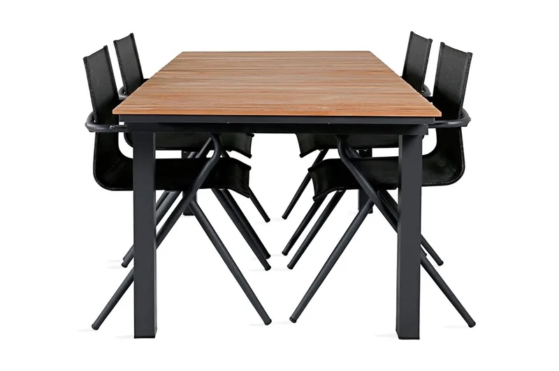 Mexico Forlengbar Spisegruppe 160cm + 4 Alina Stoler, Svart/Gul