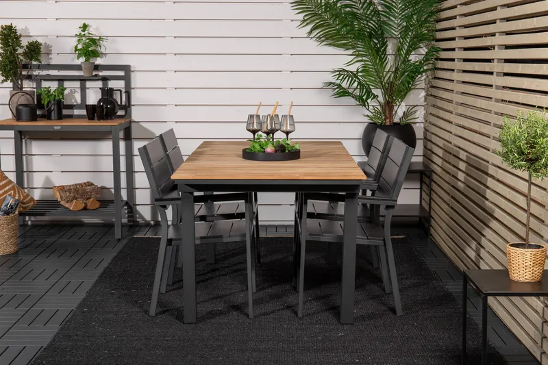 Mexico Forlengbar Spisegruppe 160cm + 4 Levels Stoler, Antrasitt