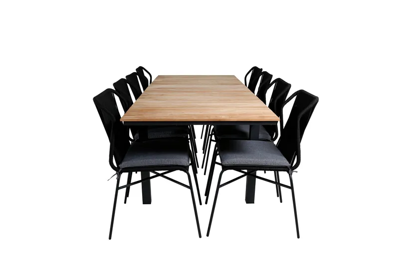 Mexico Forlengbar Spisegruppe 160cm + 8 Julian Stoler, Brun/Svart