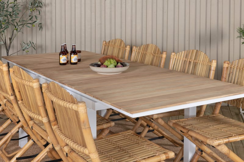 Mexico Forlengbar Spisegruppe 180cm + 8 Cane Stoler - Brun/Hvit - Hagemøbler - Hagegruppe - Spisegrupper hage