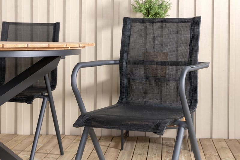 Mexico Spisegruppe Rund Ø140cm + 4 Alina Spisestoler - Brun/Hvit - Hagemøbler - Hagegruppe - Spisegrupper hage