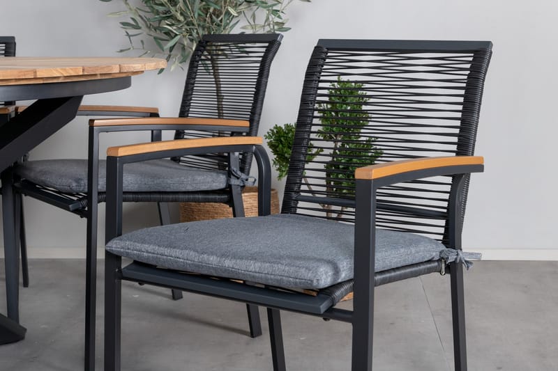 Mexico Spisegruppe Rund Ø140cm + 6 Dallas Spisestoler - Svart - Hagemøbler - Hagegruppe - Spisegrupper hage