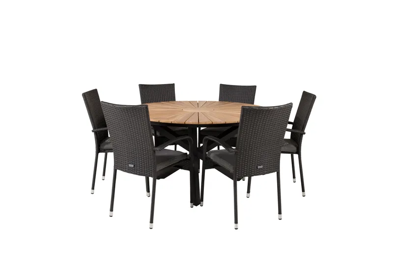 Mexico Spisegruppe Rund Ø140cm + 6 Anna Karmstoler, Natur